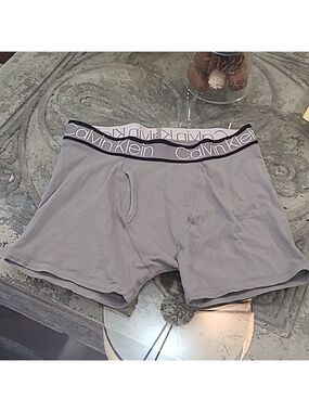 CK CALVIN KLEIN MEN'S GRAY LOGO BOXER BRIEFS SMALL